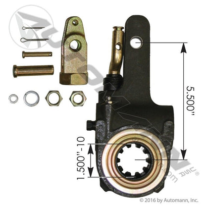 Automatic Slack Adjuster - Gunite Type 1-1/2in x 10 Spline, 5-1/2in Arm with Clevis Kit - Replaces Gunite AS1032 Mack 25QD51P2 138.1011 138.1011 - Automann - FLEETPRO PARTS & TIRES