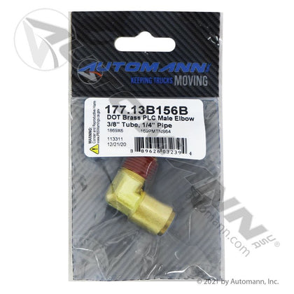 Brass Push-Lock Male Elbow - 3/8" Tube x 1/4" NPT 90 Degree DOT Air Brake Fitting - Replaces Eaton 1869X6 177.13B156B 177.13B156B - Automann - FLEETPRO PARTS & TIRES