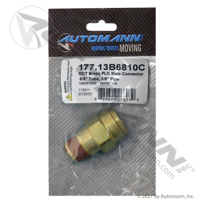 Brass PLC Male Connector โ 5/8" Tube x 3/8" NPT โ Replaces Parker 68PMT106 177.13B6810C - Automann - FLEETPRO PARTS & TIRES