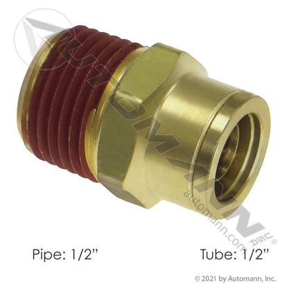 Brass Push-to-Connect (PLC) Male Connector - 1/2" Tube x 1/2" NPT DOT Air Brake Fitting 177.13B688D 177.13B688D - Automann - FLEETPRO PARTS & TIRES