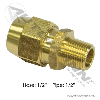 Air Brake Hose Coupling - 1/2in ID Hose x 1/2in NPT Reusable Fitting - Euclid E8594 177.16928D 177.16928D - Automann - FLEETPRO PARTS & TIRES