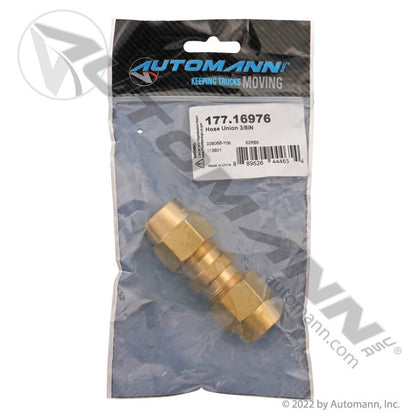 Air Brake Hose Union - 3/8" ID Brass DOT Air Fitting - Euclid E8600 Haldex 11913 177.16976 177.16976 - Automann - FLEETPRO PARTS & TIRES