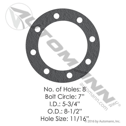 Drive Axle Flange Gasket - 8-Bolt 7in Bolt Circle - Meritor R002341 Volvo/White 453127 180.10613 180.10613 - Automann - FLEETPRO PARTS & TIRES