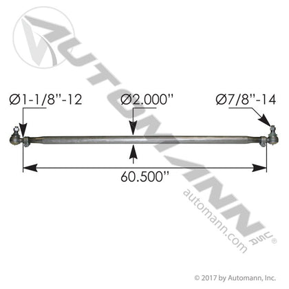 Volvo Mack Steering Cross Tube Assembly โ Includes Tie Rod Ends โ Replaces 20927689 463.DS9803 - Automann - FLEETPRO PARTS & TIRES