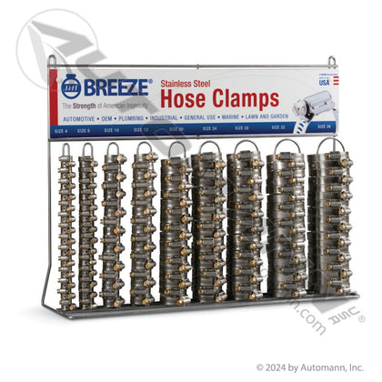Breeze Hose Clamp Merchandiser โ 200 - Piece Assortment & Rack โ Replaces 6210 561.6210DISP-B - Automann - FLEETPRO PARTS & TIRES