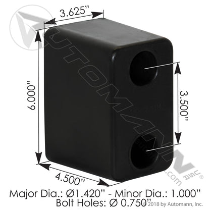 Heavy Duty Rubber Trailer Bumper – Rectangular Dock Bumper – Replaces Tremec 30027 562.6114 - Automann - FLEETPRO PARTS & TIRES