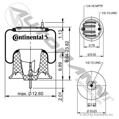 OE Freightliner Rolling Air Spring - Imperial Inlet Cascadia M2 SD - 602207 A16-21077-001 566.CT602207 566.CT602207 - Continental - FLEETPRO PARTS & TIRES
