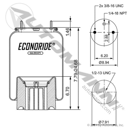 Econoride Rolling Lobe Air Spring - Kenworth Peterbilt - Firestone 5479 W01-687-5479 Paccar C81-1017 566.ER5479 566.ER5479 - Econoride - FLEETPRO PARTS & TIRES