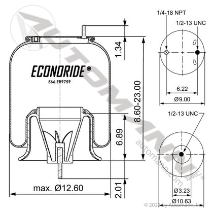 Rolling Lobe Air Spring Bag - W01 - 358 - 9759 W013589759 9759 566.ER9759 566.ER9759 - Econoride - FLEETPRO PARTS & TIRES