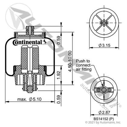Continental OE Cabin Air Spring - 2018 - 2026+ Cascadia - 1S5 - 175 569.CT67638 - Continental - FLEETPRO PARTS & TIRES
