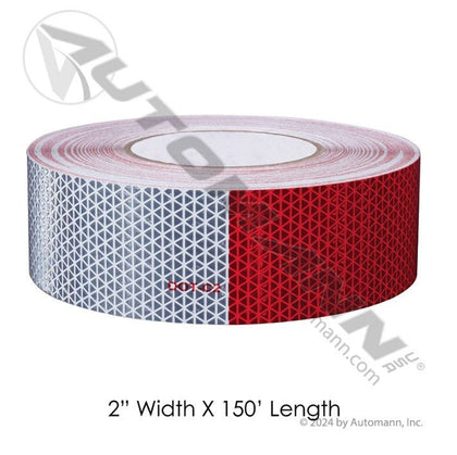ORALITE DOT Conspicuity Tape โ 2" x 150ft Roll โ Red/White 11"/7" Diamond Mesh Pattern โ 5 Year 571.CT0501 - Automann - FLEETPRO PARTS & TIRES