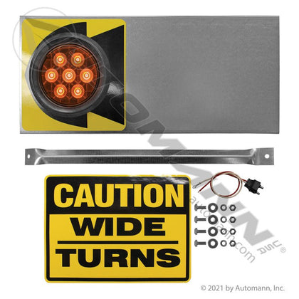 Wide Turn Signal LED Light with Caution Wide Turn Sign - 4 Inch Amber 7-Diode - Peterson 818WTA 571.LD46A7WT 571.LD46A7WT - Automann - FLEETPRO PARTS & TIRES