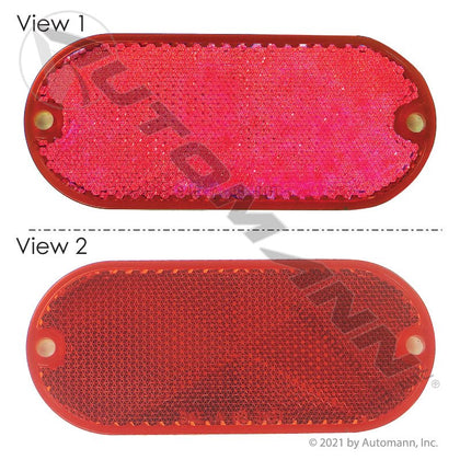Reflex Reflector - Red 4-3/8 in x 1-7/8 in Oval Quick-Mount - Grote 41042 B479R 571.RF4QMR 571.RF4QMR - Automann - FLEETPRO PARTS & TIRES