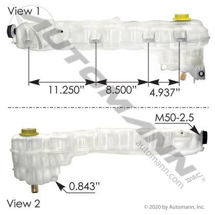 Freightliner Cascadia Coolant Reservoir – 2018 - 2026 Expansion Tank – Replaces A0532836000 575.10115 - Automann - FLEETPRO PARTS & TIRES