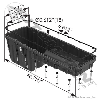 Thermoplastic Engine Oil Pan 47 Qt Front Sump - Detroit DD15 EPA10 / GHG14 / GHG17 - Freightliner A-472-010-23-13 802.46292 802.46292 - Automann - FLEETPRO PARTS & TIRES