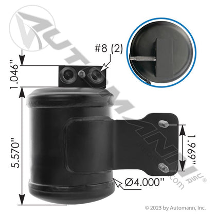 Freightliner Cascadia AC Receiver Drier - 2018 - 2026 Replaces A22 - 73395 - 000 7638 830.41102 - Automann - FLEETPRO PARTS & TIRES