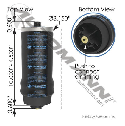 Freightliner Cascadia Cab Air Bag - 2018 - 2026+ Air Spring - 1S5 - 175 ABSZ70-7205 - Automann - FLEETPRO PARTS & TIRES