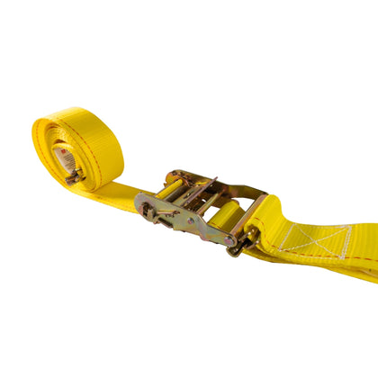 E - Track Ratchet Strap (2" x 12') with Spring Fittings โ Yellow Heavy - Duty Cargo Tie - Down โ 1,467 lb WLL FL002 - FleetPro - FLEETPRO PARTS & TIRES