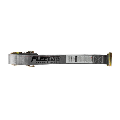 E - Track Ratchet Strap (2" x 16') with Spring Fittings โ Gray Heavy - Duty Cargo Tie - Down โ 1,467 lb WLL FL003 - FleetPro - FLEETPRO PARTS & TIRES