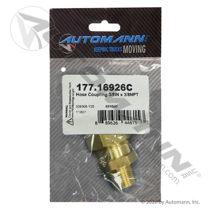 Air Brake Hose Coupling - 3/8in ID Hose x 3/8in NPT Reusable Fitting - Euclid E8591 177.16926C