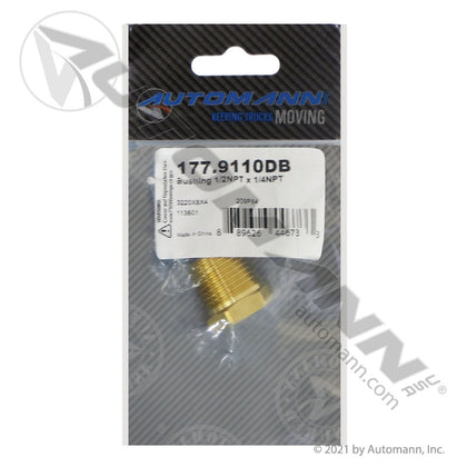 Brass Reducer Bushing - 1/2in NPT Male x 1/4in NPT Female Air Line Fitting - Replaces Eaton 3220X8X4 Parker 209P84 177.9110DB