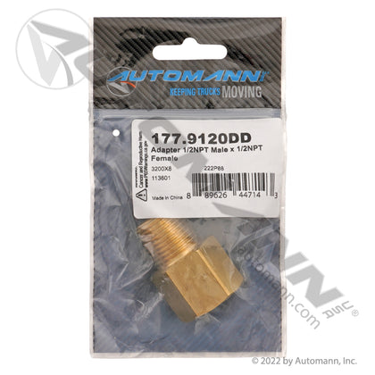 Brass Adapter - 1/2" NPT Male x 1/2" NPT Female Air Line Fitting - Replaces Eaton 3200X8 Parker 222P88 177.9120DD