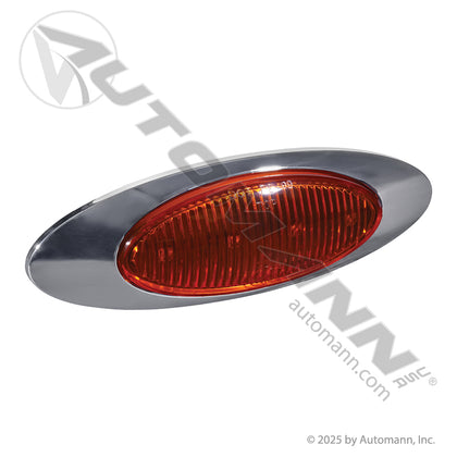 Oval Marker LED Light with Chrome Bezel - 2 x 6.5 in Amber 4-Diode - Grote 45582 45583 571.LD27A4M1
