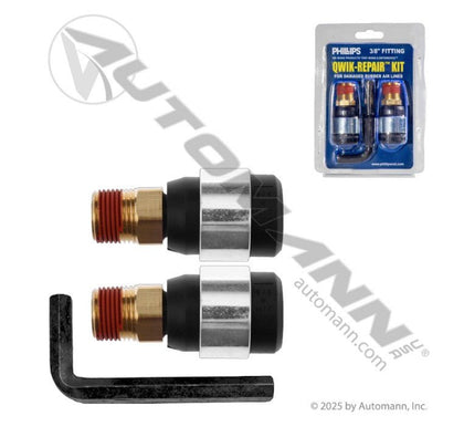 3/8" Air Brake Hose Repair Kit – QWIK - REPAIR™ Rubber Hose and Fittings – Replaces 12 - 052 7031402 PHI12-052 - Phillips - FLEETPRO PARTS & TIRES
