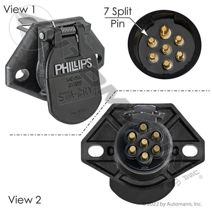 Phillips QCS 7 Way Socket – Quick - Change 7 - Pin Connector – Replaces 16 - 726 PHI16-726 - Phillips - FLEETPRO PARTS & TIRES