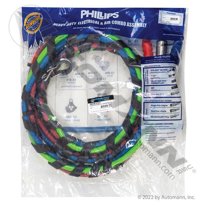 3-in-1 Airpower Assembly - LECTRAFLEX 12 ft. ABS Cable & Red/Blue Air Lines - Phillips 30-2151 PHI30-2151 PHI30-2151 - Phillips - FLEETPRO PARTS & TIRES