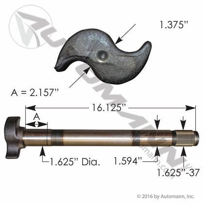 Brake S-Camshaft RH - Fruehauf Pro-Par 16-1/2in 1.625in-37 Spline - Replaces Meritor R607012 Euclid E1564 121.371604.02 121.371604.02 - Automann - FLEETPRO PARTS & TIRES