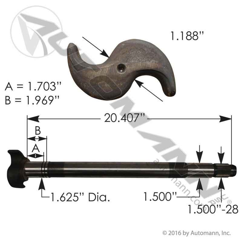 Meritor Q Plus Brake Camshaft LH – 28 Spline 20-13/32" – Replaces 2210T8158