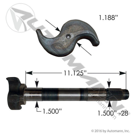 Brake S-Camshaft LH - Meritor Q-Plus Steer Axle 11.20in, 28 Splines - Replaces Meritor 2210A7099 Volvo 85102565 122.281104.03 122.281104.03 - Automann - FLEETPRO PARTS & TIRES