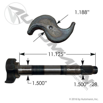 Brake S-Camshaft RH - Meritor Q-Plus Steer Axle 11.20in, 28 Splines - Replaces Meritor 2210H7522 Volvo 85102673 122.281104.04 122.281104.04 - Automann - FLEETPRO PARTS & TIRES