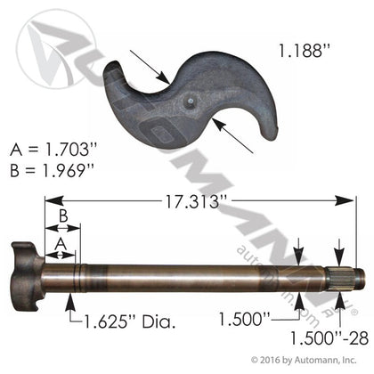 Meritor Q Plus Brake Camshaft LH – 28 Spline 17 - 5/16" – Replaces 2210R8156 122.281710.03 - Automann - FLEETPRO PARTS & TIRES