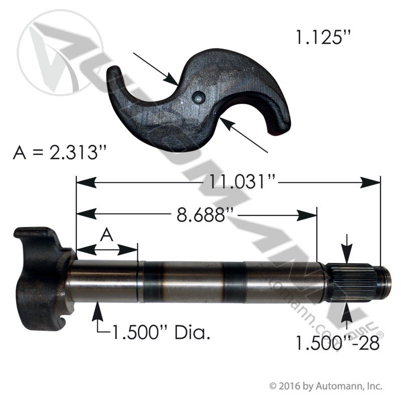 LH Camshaft For Hendrickson INTRAAX - 11.031" S246361L R607325 E11866 125.281102.01 125.281102.01 - Automann - FLEETPRO PARTS & TIRES