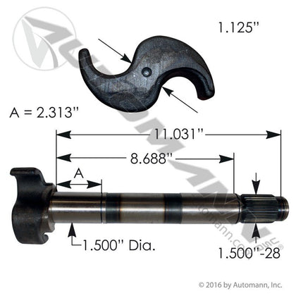 LH Camshaft For Hendrickson INTRAAX - 11.031" S246361L R607325 E11866 125.281102.01 125.281102.01 - Automann - FLEETPRO PARTS & TIRES