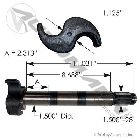 LH Camshaft For Hendrickson INTRAAX - 11.031" S246361L R607325 E11866 125.281102.01 125.281102.01 - Automann - FLEETPRO PARTS & TIRES