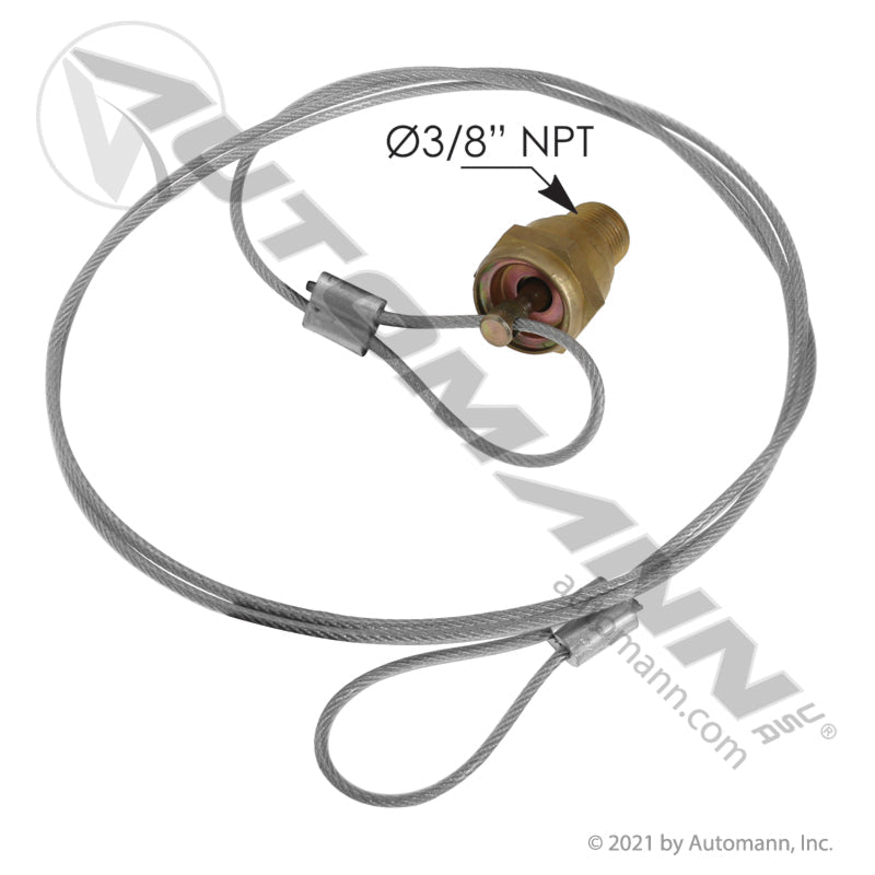 Air Tank Manual Drain Valve - 3/8" NPT 60" Cable - 12 - 15354 - 000 12822 170.15354 - Automann - FLEETPRO PARTS & TIRES