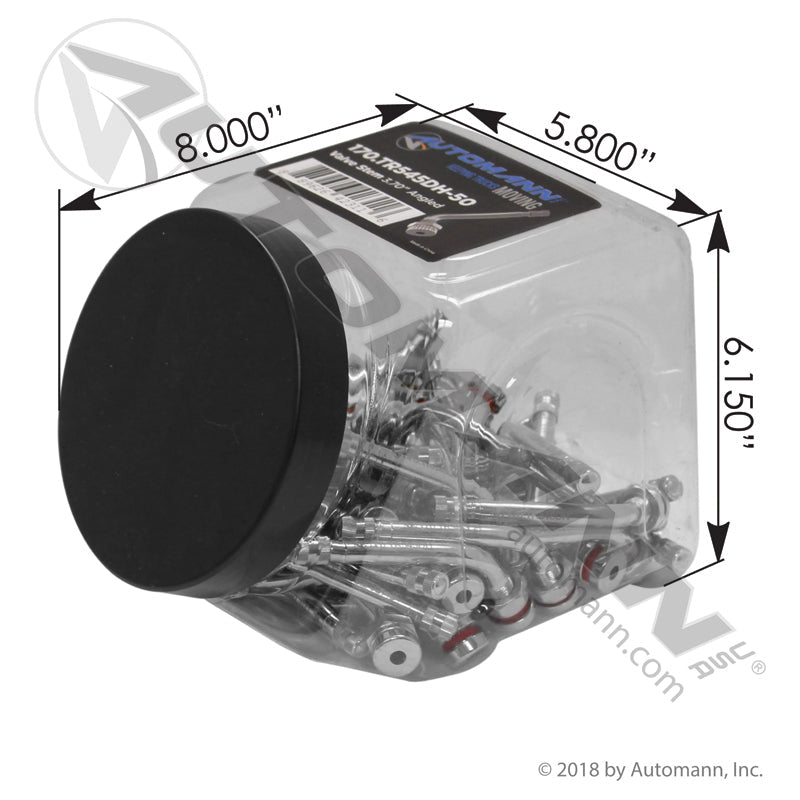 Tubeless Valve Stem 3.700in Angled 60 Degree - TR545DH Alcoa Style Wheel - 50-Piece Shop Jar 170.TR545DH-50 170.TR545DH-50 - Automann - FLEETPRO PARTS & TIRES