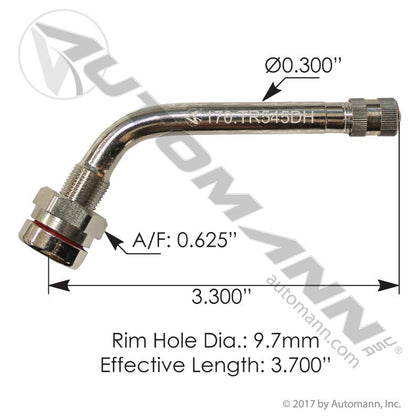Tubeless Valve Stem 3.700in Angled 60 Degree - TR545DH Alcoa Style Aluminum Wheel 170.TR545DH 170.TR545DH - Automann - FLEETPRO PARTS & TIRES