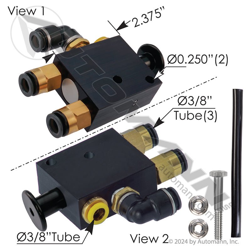 Trailer Dump Valve Assembly – Hendrickson Type – Includes Fittings & Hardware – Replaces VS - 25224 171.H754WF - Automann - FLEETPRO PARTS & TIRES