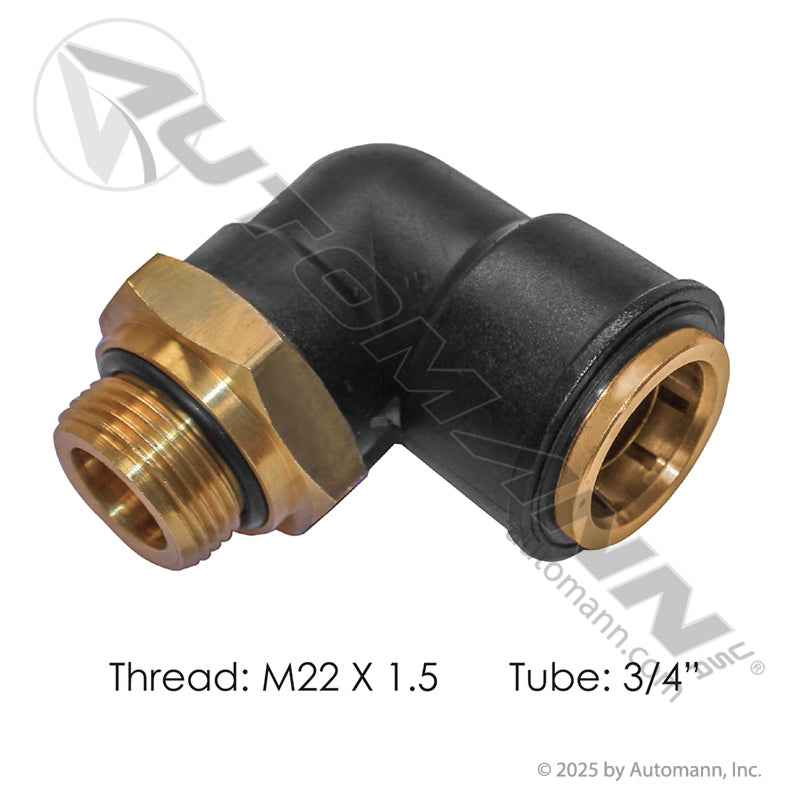 Volvo M22 3/4 Air Fitting – 90° Composite Push Lock – Replaces 20999388