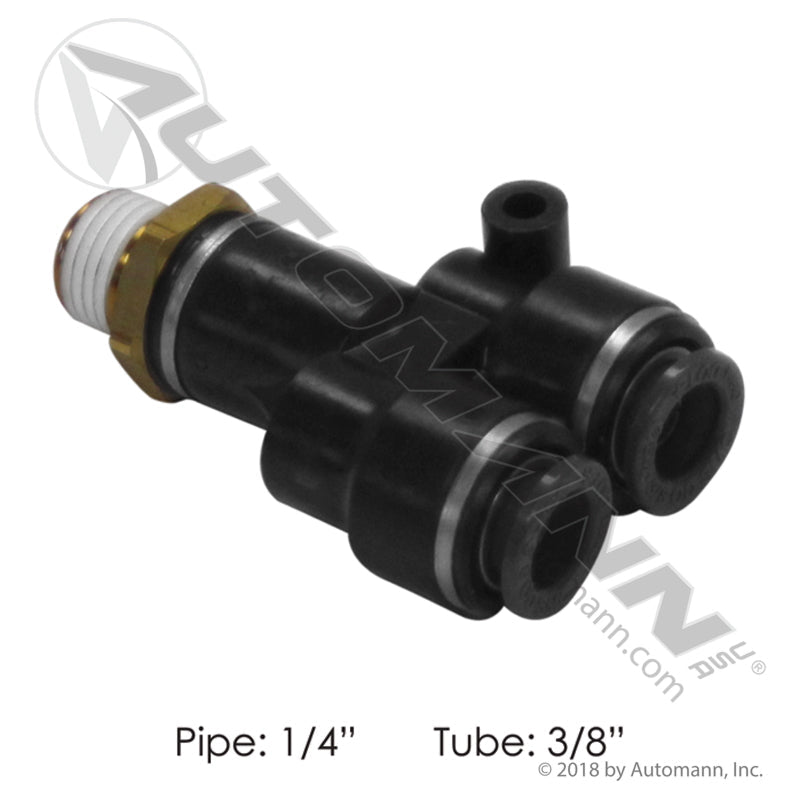 Volvo VNL Male Branch Y Fitting – 3/8" x 1/4" PLC – Replaces Sloan S798YPMT64 177.116164 - Automann - FLEETPRO PARTS & TIRES