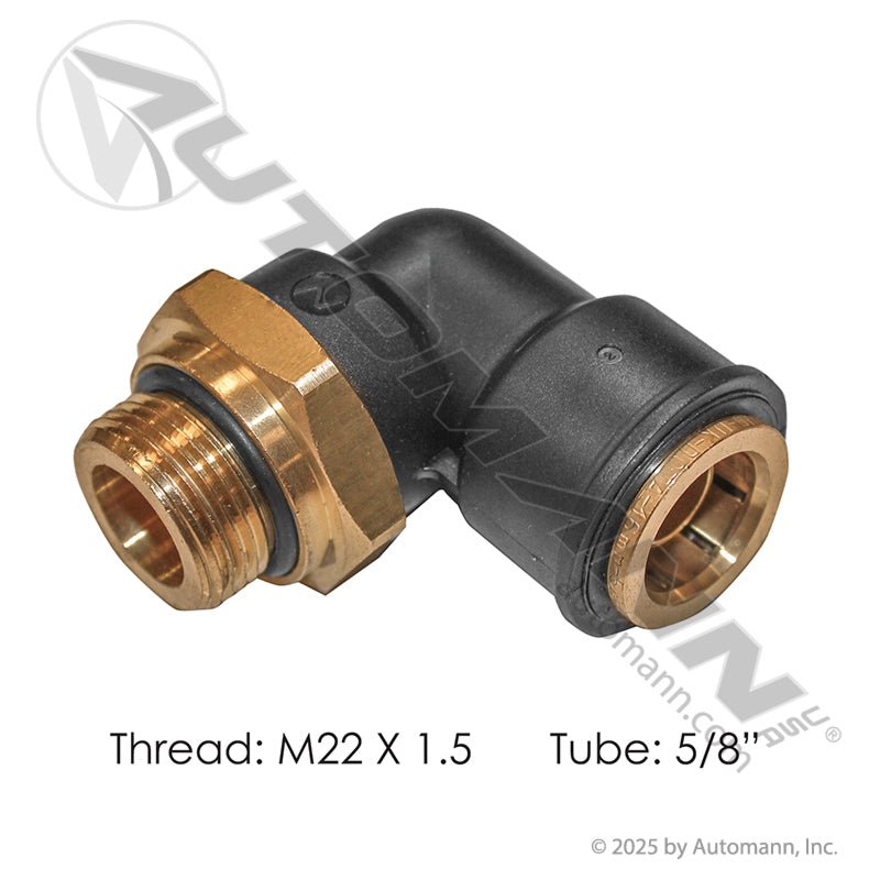 Volvo M22 PLC Male Elbow – 90° Swivel – 5/8" Tube x M22 – 177.12C6910M22 177.12C6910M22 - Automann - FLEETPRO PARTS & TIRES