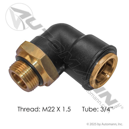 Volvo M22 3/4 Air Fitting – 90° Composite Push Lock – Replaces 20999388 177.12C6912M22 - Automann - FLEETPRO PARTS & TIRES