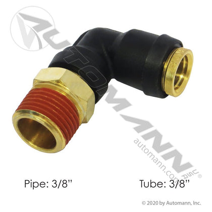 Push-to-Connect Swivel Male Elbow - DOT 3/8" Tube x 3/8" NPT Air Brake Fitting - 369PTC66 QL13696C 177.12C696C 177.12C696C - Automann - FLEETPRO PARTS & TIRES