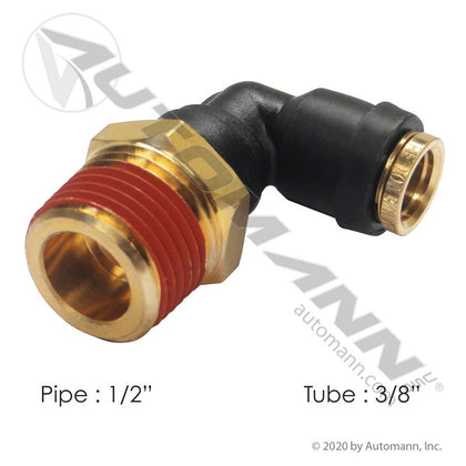 Push-to-Connect Swivel Male Elbow - DOT 3/8" Tube x 1/2" NPT Air Brake Fitting - 369PTC68 QL13696D 177.12C696D 177.12C696D - Automann - FLEETPRO PARTS & TIRES