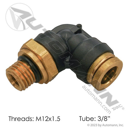 Push-to-Connect Swivel Male Elbow - DOT 3/8" Tube x M12 x 1.5 O-Ring - Parker 369PTCR-6-MA12 177.12C696M12 177.12C696M12 - Automann - FLEETPRO PARTS & TIRES