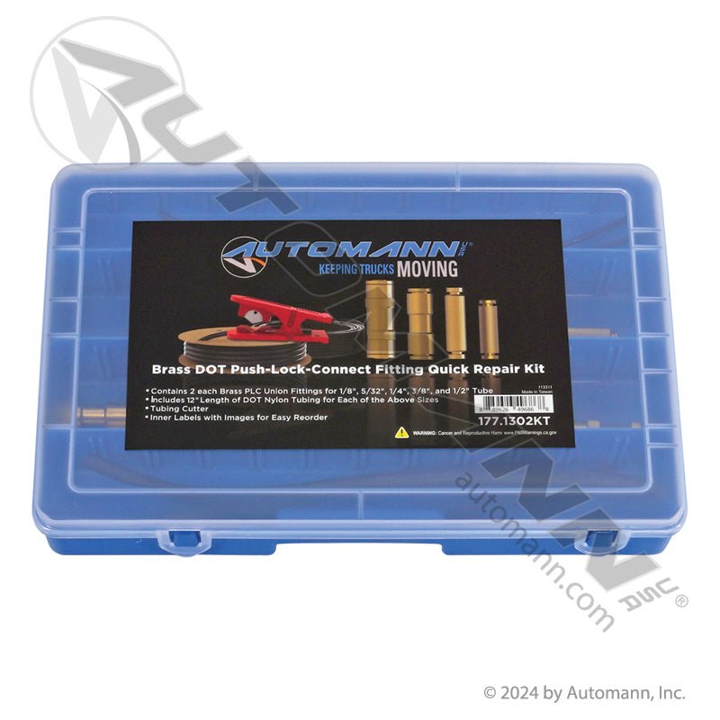 Brass DOT PLC Fitting Quick Repair Kit - Roadside Air Brake Line Repair Assortment - 177.1302KT 177.1302KT - Automann - FLEETPRO PARTS & TIRES